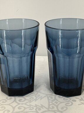 Libbey‎ Gibraltar Dusky Blue Set Of 2 Blue Tall 6 1/4" Glasses